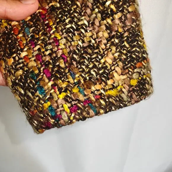 Dialogue Women size 12 Multi Colored Lined Portrait Collar Tweed Jacket - Picture 4 of 9